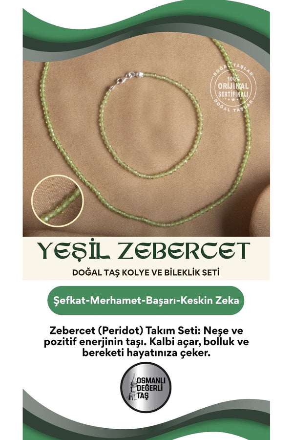Sertifikalı Zebercet  Doğal Taş Takım Seti Yeşil