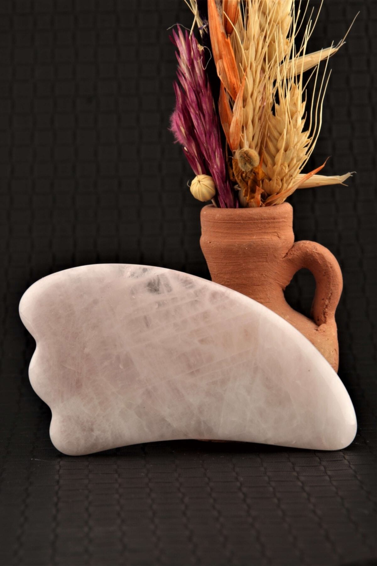 Sertifikalı Pembe Kuvars Doğal Taşı Gua Sha Kaz Ayağı Yüz Ve Vücut Masaj Aleti