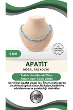 Sertifikalı Apatit Doğaltaş Kolye 6 Mm, M560