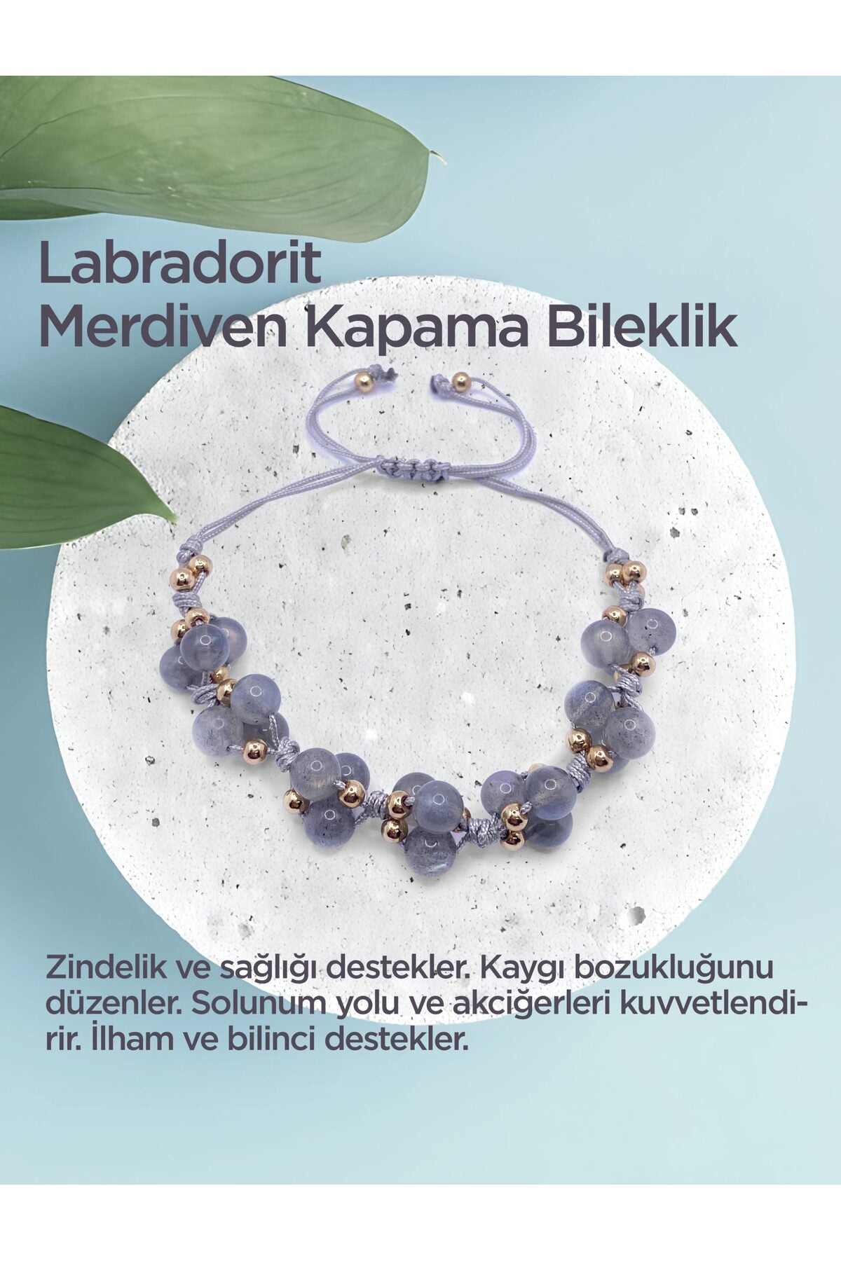 Labradorit Doğal Taş Merdiven Kapama Bileklik Özel Tasarım