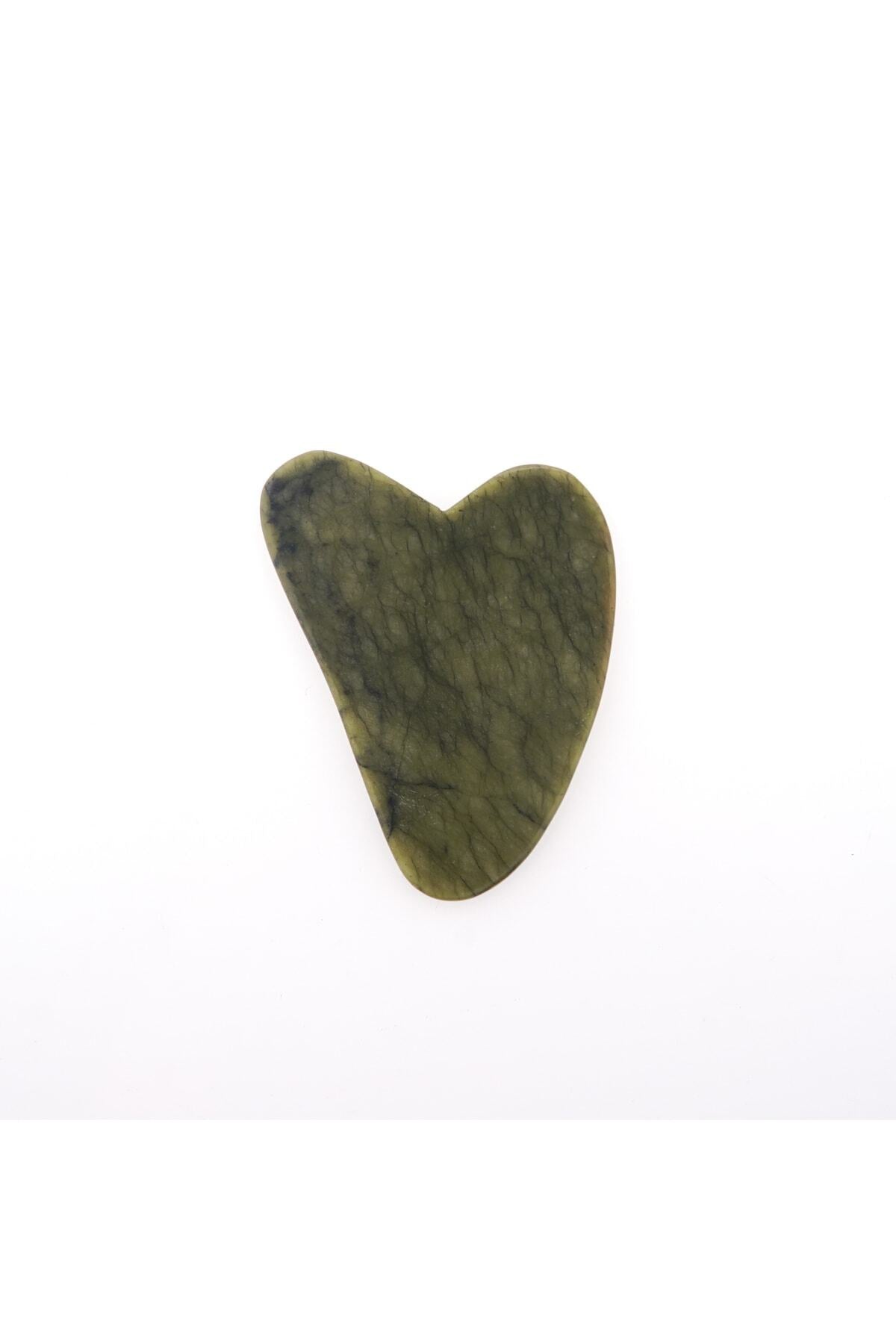 Sertifikalı Yeşim Doğal Taşı Kalpli Yüz Ve Vücut Gua Sha Masaj Aleti Ma009