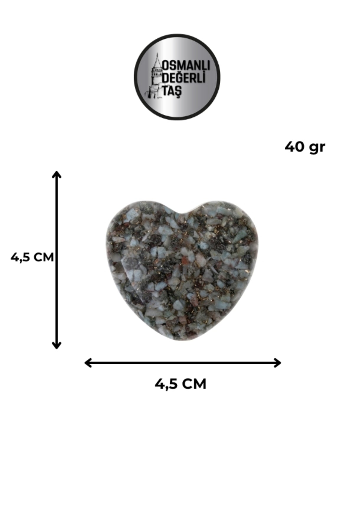 Sertifikalı Larimar Doğal Taş Kalp Obje P053