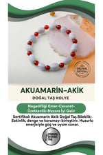 Sertifikalı Özel Tasarım Akuamarin Akik Doğal Taş Bileklik