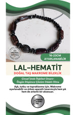 SERTİFİKALI Lal-Hematit Doğal Taş Makrome Ayarlanabilir Zirkon Aparatlı Bileklik