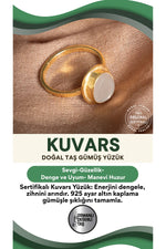 SERTİFİKALI Kuvars Doğal Taş Gümüş 925 Ayar Altın Kaplama Yüzük