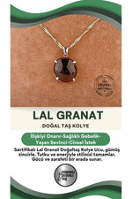 Sertifikalı Lal Granat Doğaltaş Kolye Ucu, Gümüş Zincirle Birlikte 1,5x1,5 Cm, M478