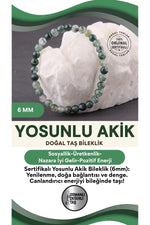Sertifikalı Yosunlu Akik Doğal Taş Bileklik 6 Mm - B855