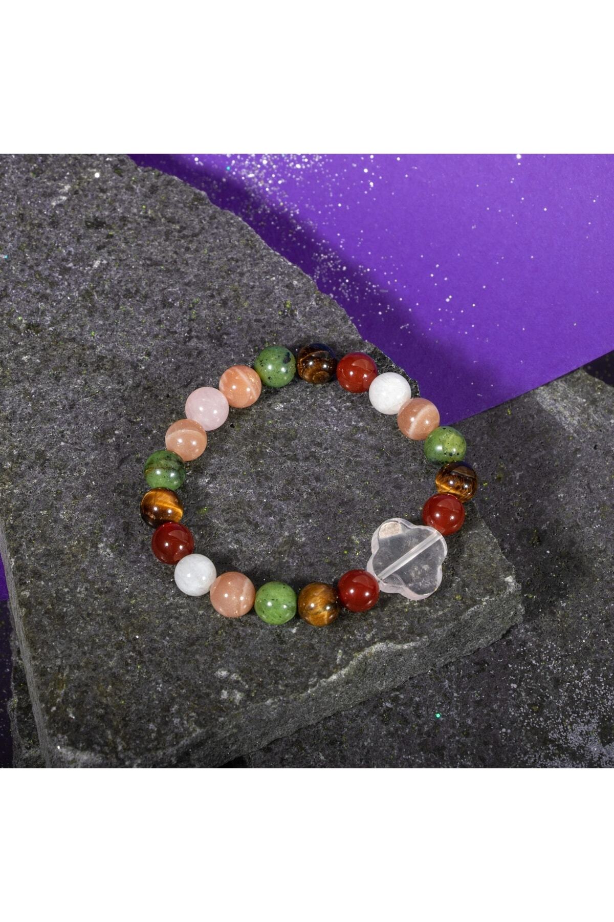 Ikizler Burcu Doğal Taş 8mm Yonca Bileklik