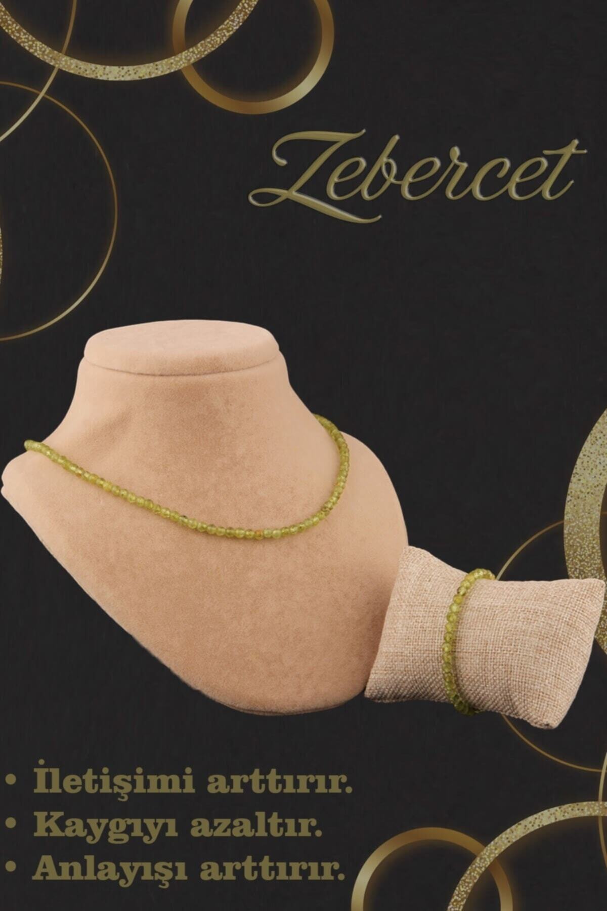 Sertifikalı Zebercet Doğal Taş Kolye Bileklik Takımı - 4mm Yeşil