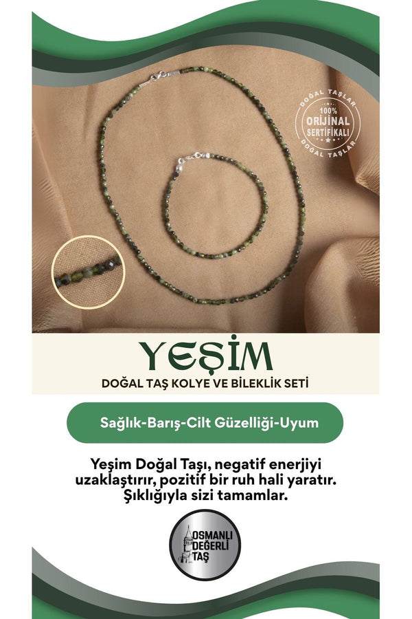 Sertifikalı Yeşim Doğal Taş Takı Seti