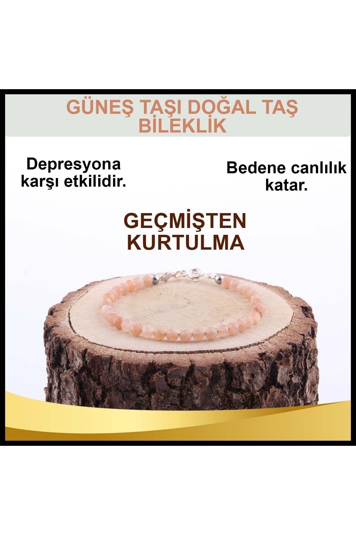 Sertifikalı Güneş Taşı Doğal Taş Bileklik 3 Mm - B812