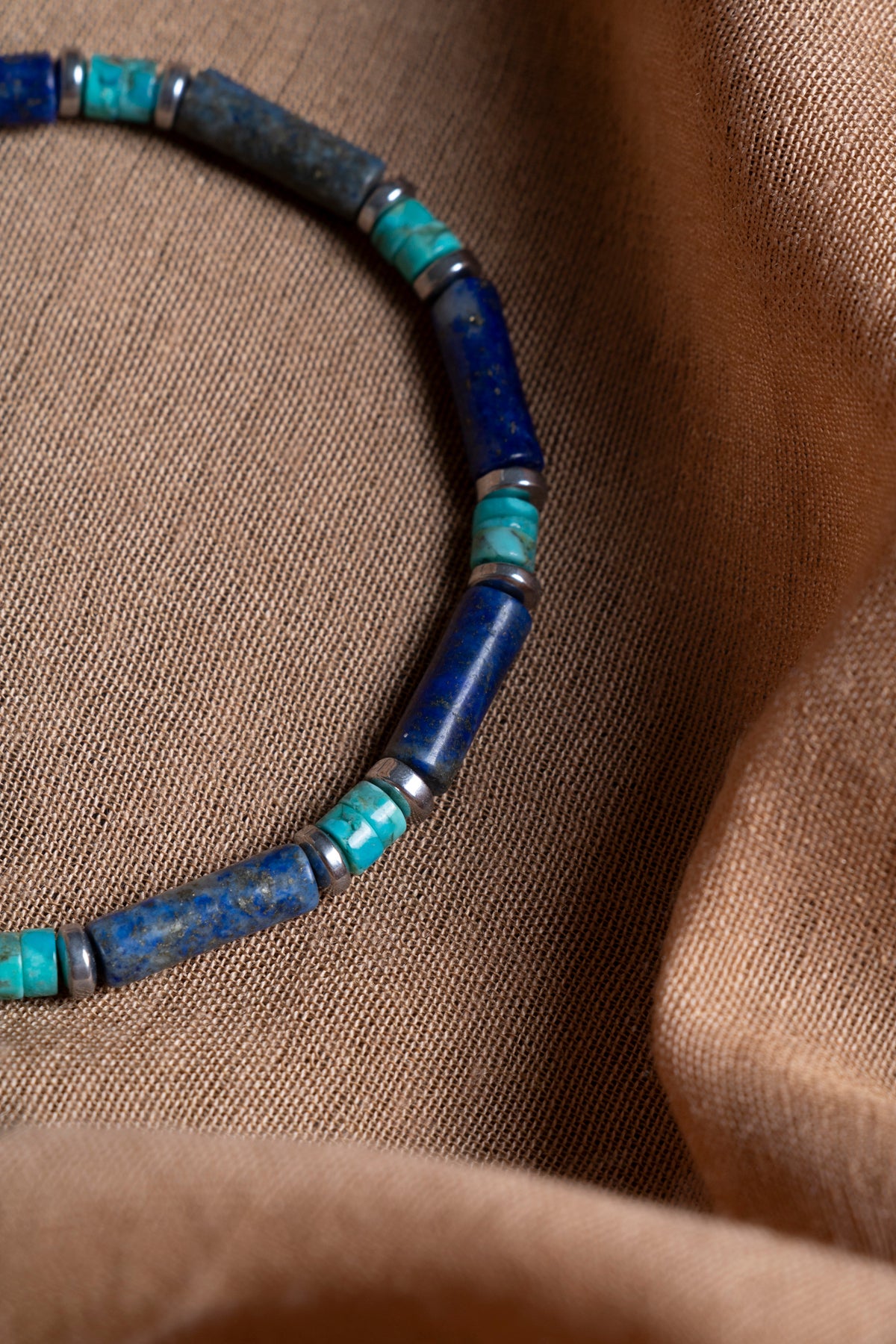 SERTİFİKALI Lapis Lazuli Turkuaz Hematit Doğal Taş Bileklik