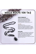 Sertifikalı Mala Kolye 108 Taş- Siyah Turmalin-ay Taşı-göz Akik