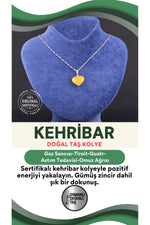 Sertifikalı Kehribar Kolye Ucu Gümüş Zincir Ile Beraber