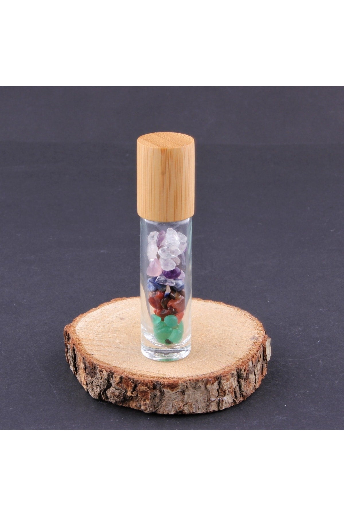 Sertifikalı Çakra Doğal Taş Esans Ve Yağ Şişesi - 150 Ml, 8 Cm Bambu Kapak - Eyş016