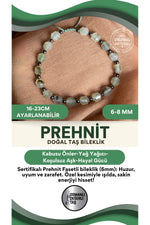 SERTİFİKALI Prehnit Fasetli Doğal Taş Özel Kesim Bileklik 6 mm