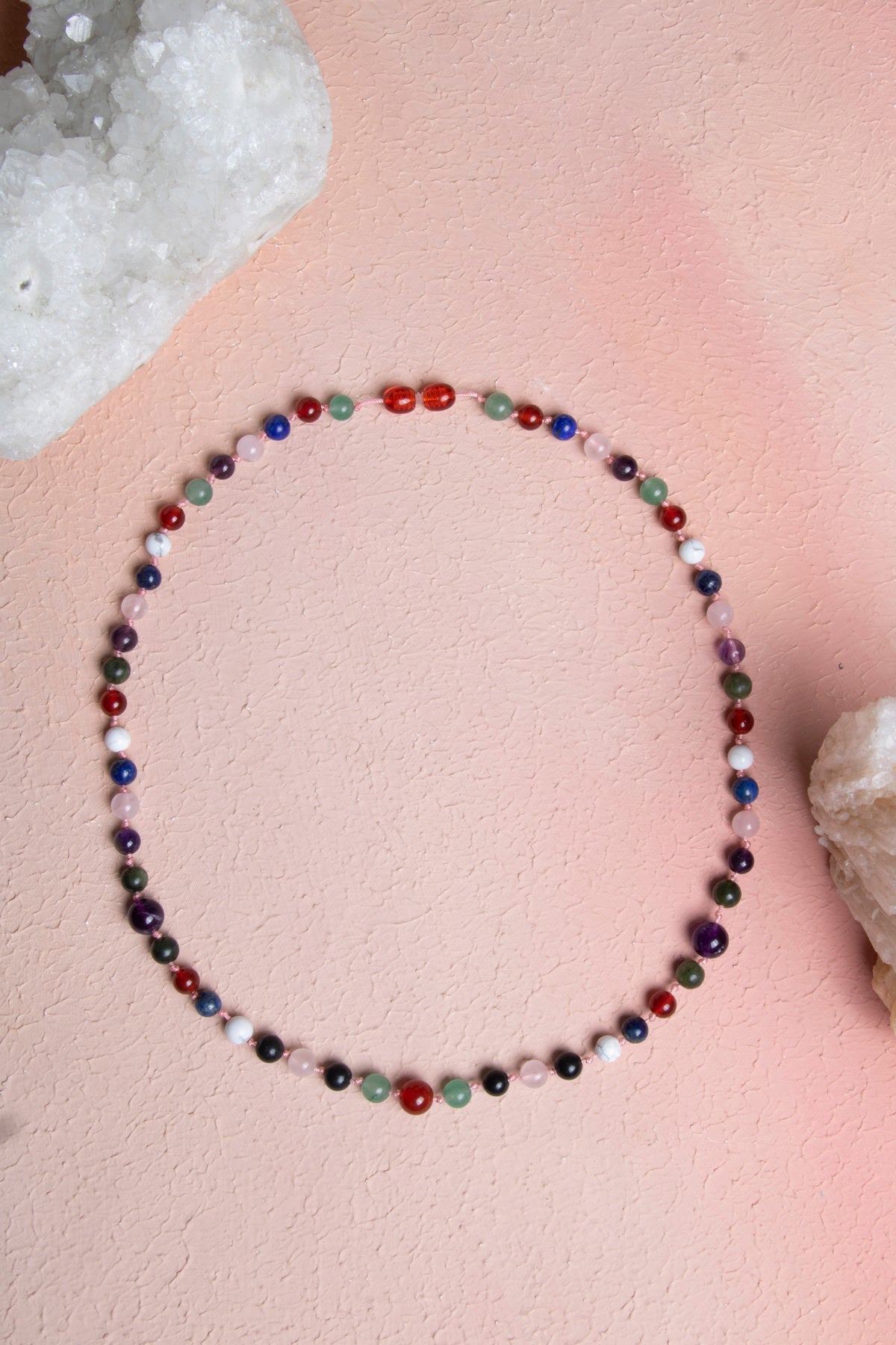 Sertifikalı Aventurin-pembe Kuvars-obsidyen-lapis-havlit-yeşim-ametist Kız Öğrenci Başarı Kolye