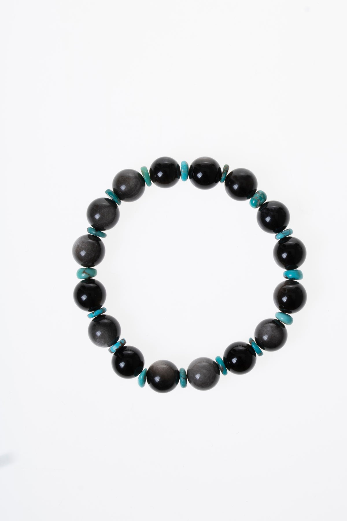 SERTİFİKALI Obsidyen-Firuze(Turkuaz) Doğal Taş 10mm Bileklik ODT192