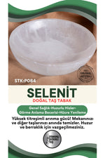 Sertifikalı Selenit Doğal Taş Yuvarlak Tabak No:5 P084
