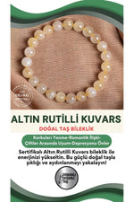 SERTİFİKALI Altın Rutilli Kuvars Doğal Taş Bileklik