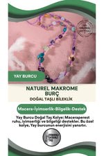Yay Burcu Doğal Taş Natürel Makrome Kolye