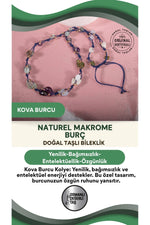 Kova Burcu Doğal Taş Natürel Makrome Kolye