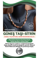 Sertifikalı Doğal Taş Güneş Taşı-SitrinNaturel Kesim Makrome Kolye ODT014