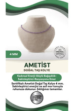 Sertifikalı Ametist Doğal Taş Kolye 4 Mm