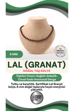 Sertifikalı Lal Granat Doğaltaş Kolye 6 Mm, M576