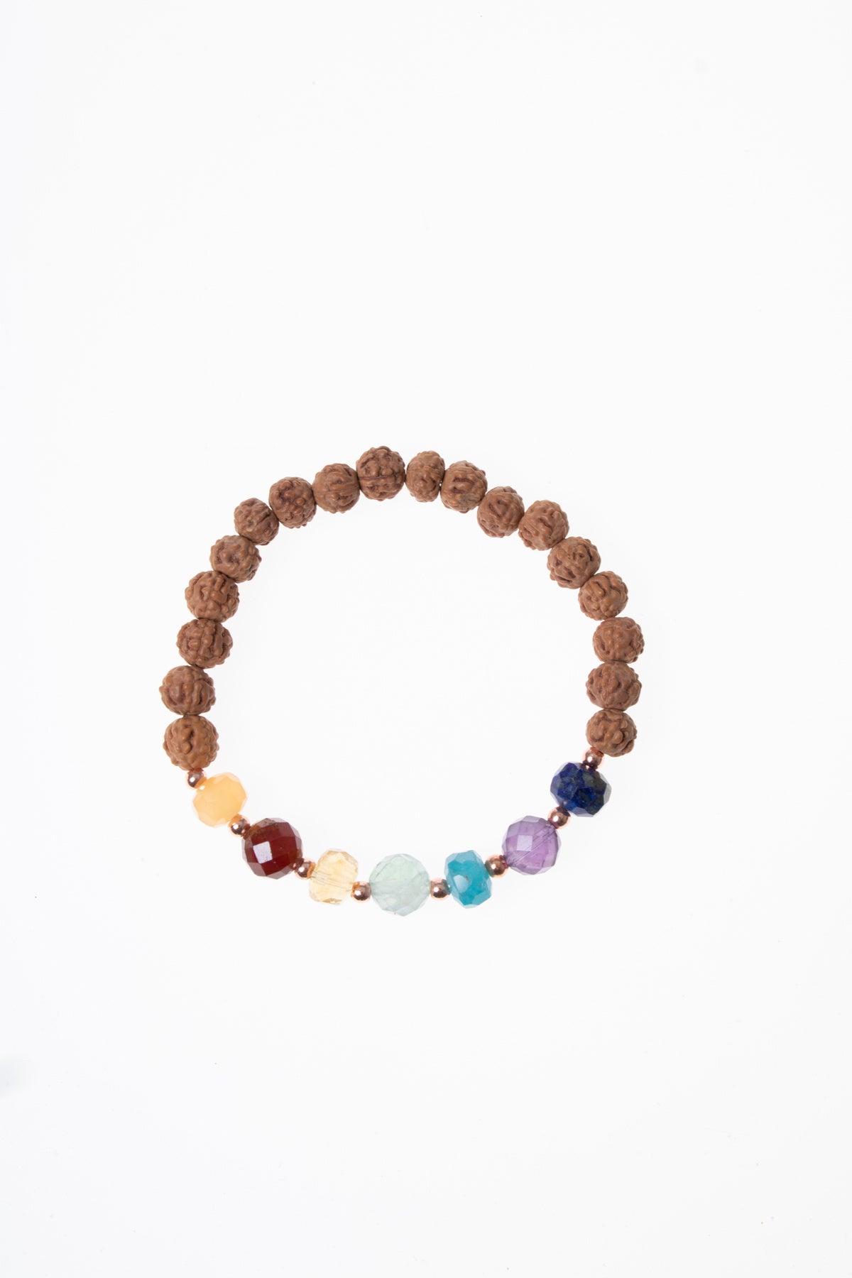 Sertifikalı RUDRAKSHA-SİTRİN-LAL-AKİK-FLORİT-AMETİST-LAPİS Doğal Taş Bileklik ODT098