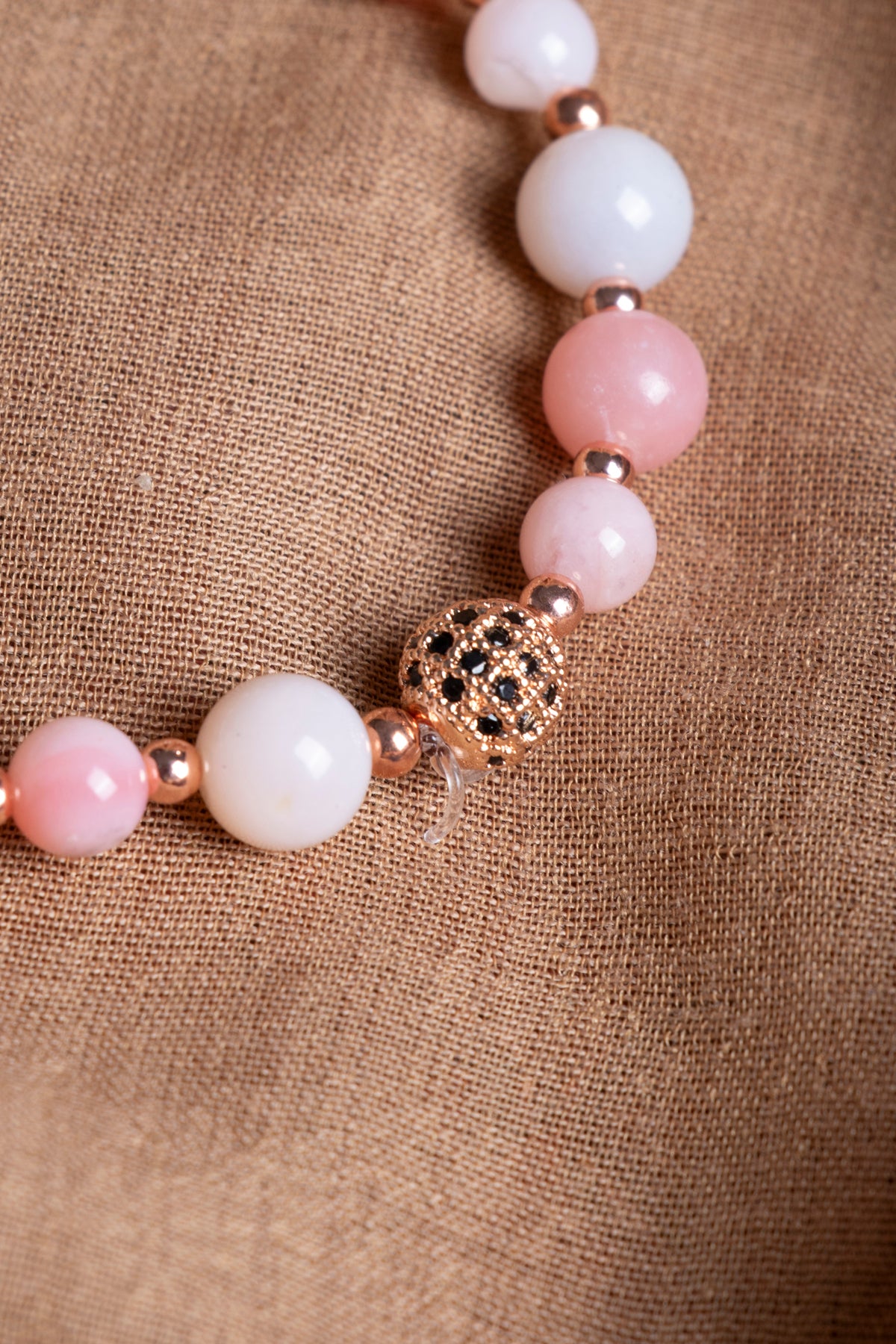 SERTİFİKALI Pembe Opal-Hematit Doğal Taş Bileklik 6-8 mm