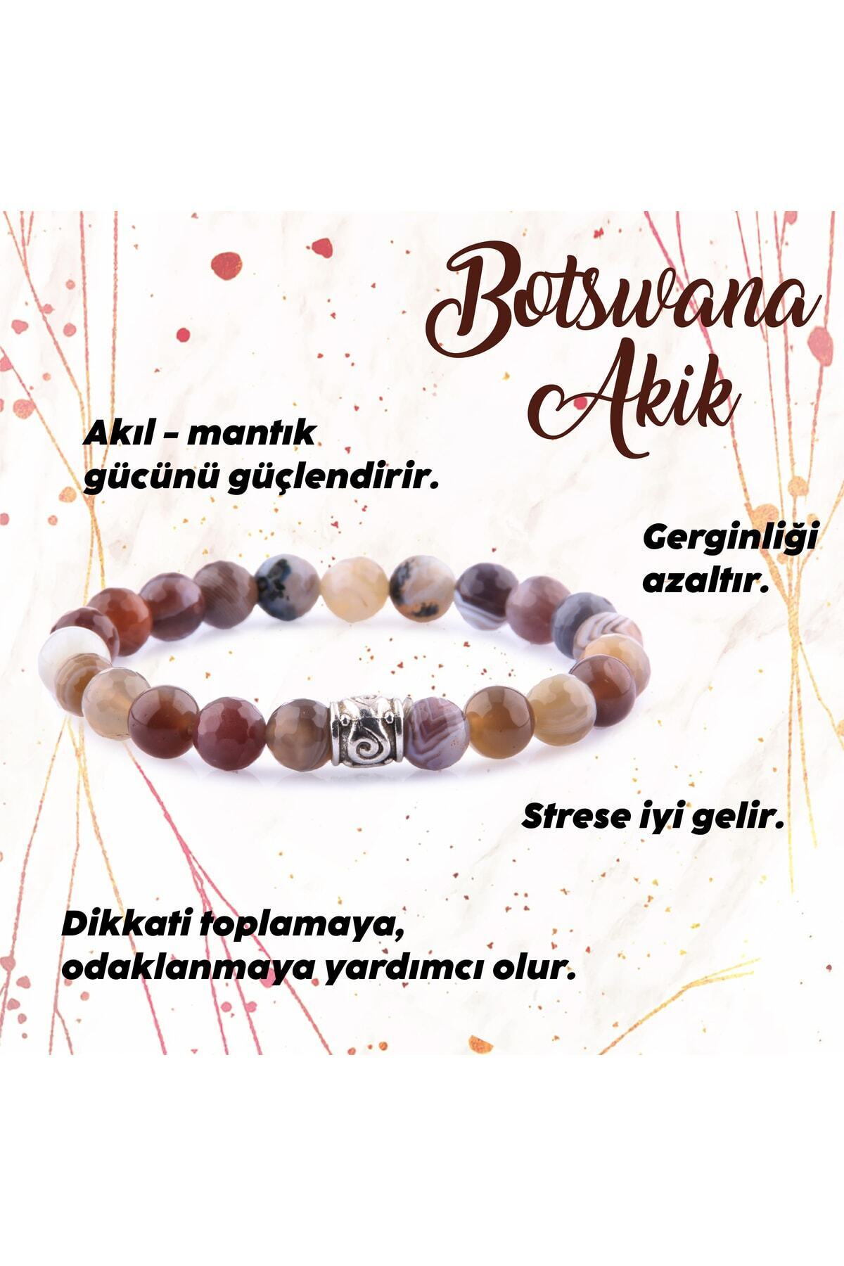 Sertifikalı Bostwana Akik Doğal Taş Bileklik - 8 Mm B772