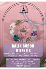 Balık Burcu Doğal Taş Natürel Makrome Bileklik