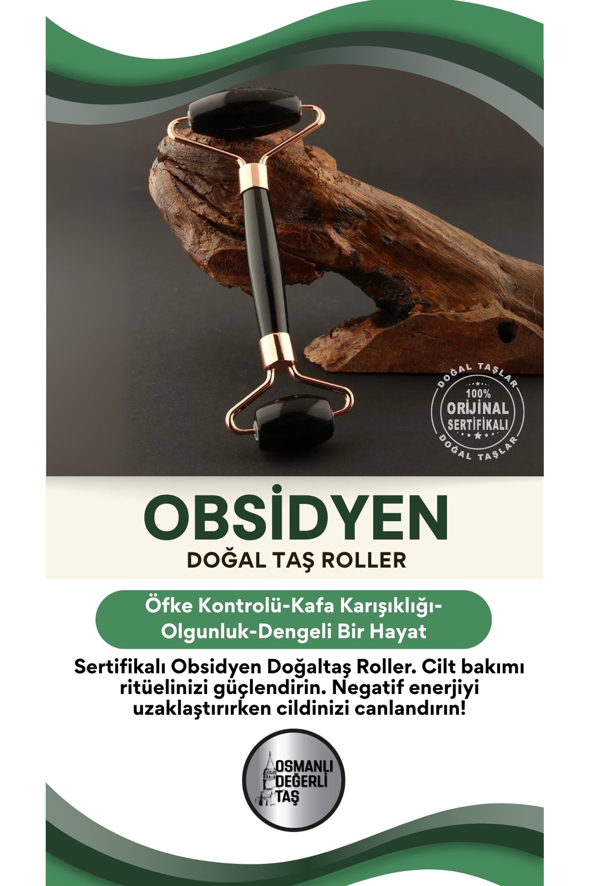 Sertifikalı Obsidyen Doğaltaş Roller