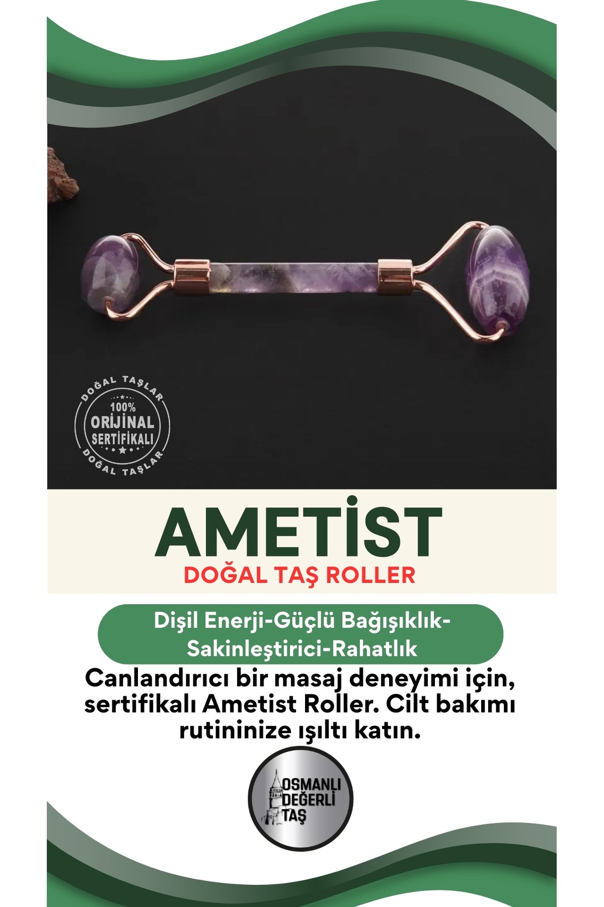 Sertifikalı Ametist Masaj Aleti Roller