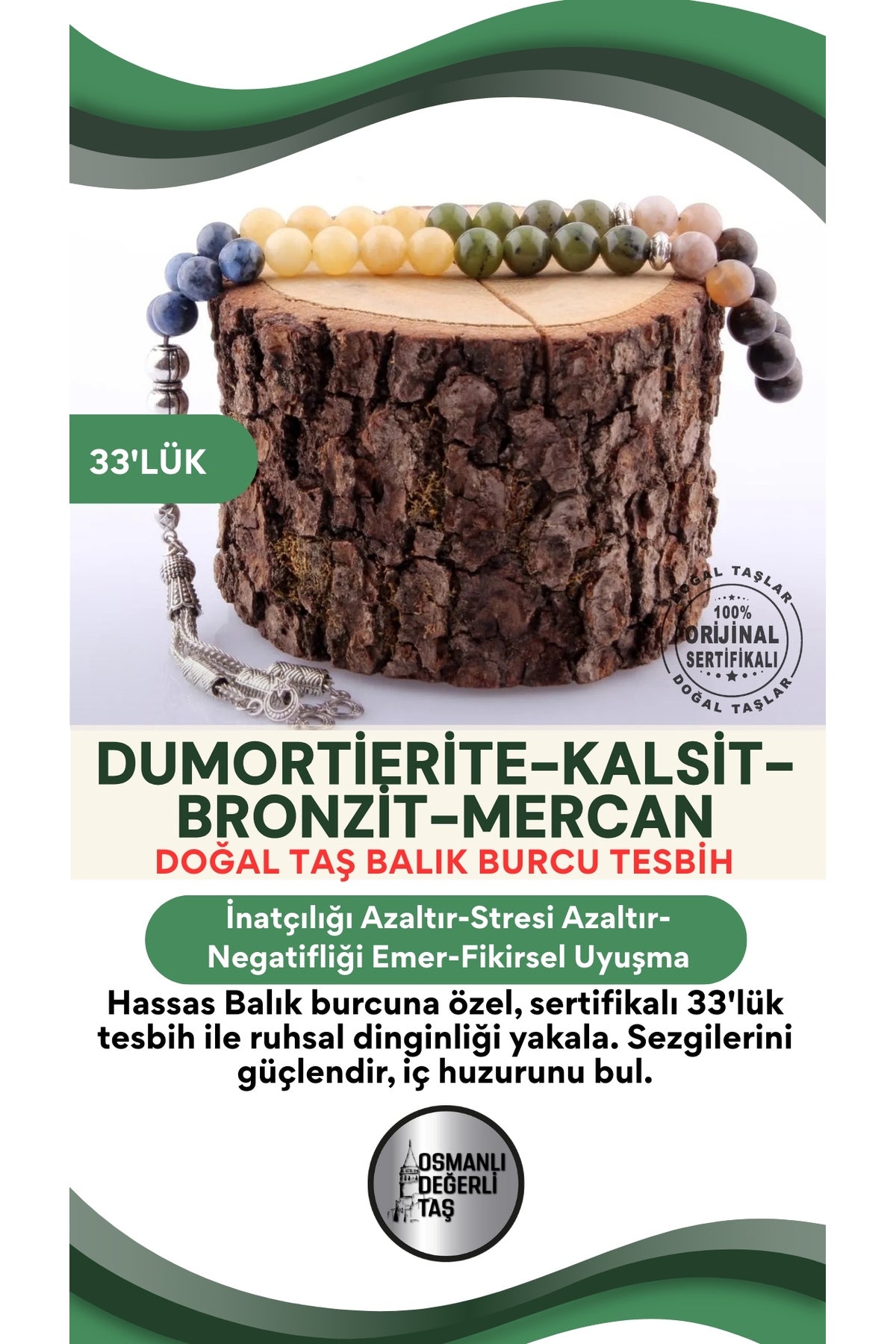 Sertifikalı Balık Burcu 33'lük Tesbih T108