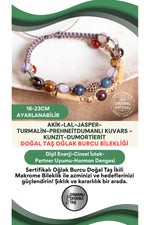 SERTİFİKALI Oğlak Burcu Doğal Taş İkili Makrome Bileklik