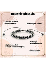 Sertifikalı Hematit Doğal Taşı Bileklik - 8 Mm