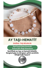 SERTİFİKALI Ay Taşı-Hematit Doğal Taş Bileklik 6-8 mm