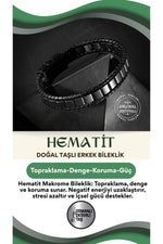 Hematit Doğal Taşlı Erkek Makrome Bileklik