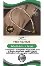 Inci Doğal Taş Gümüş El Ele Kolye
