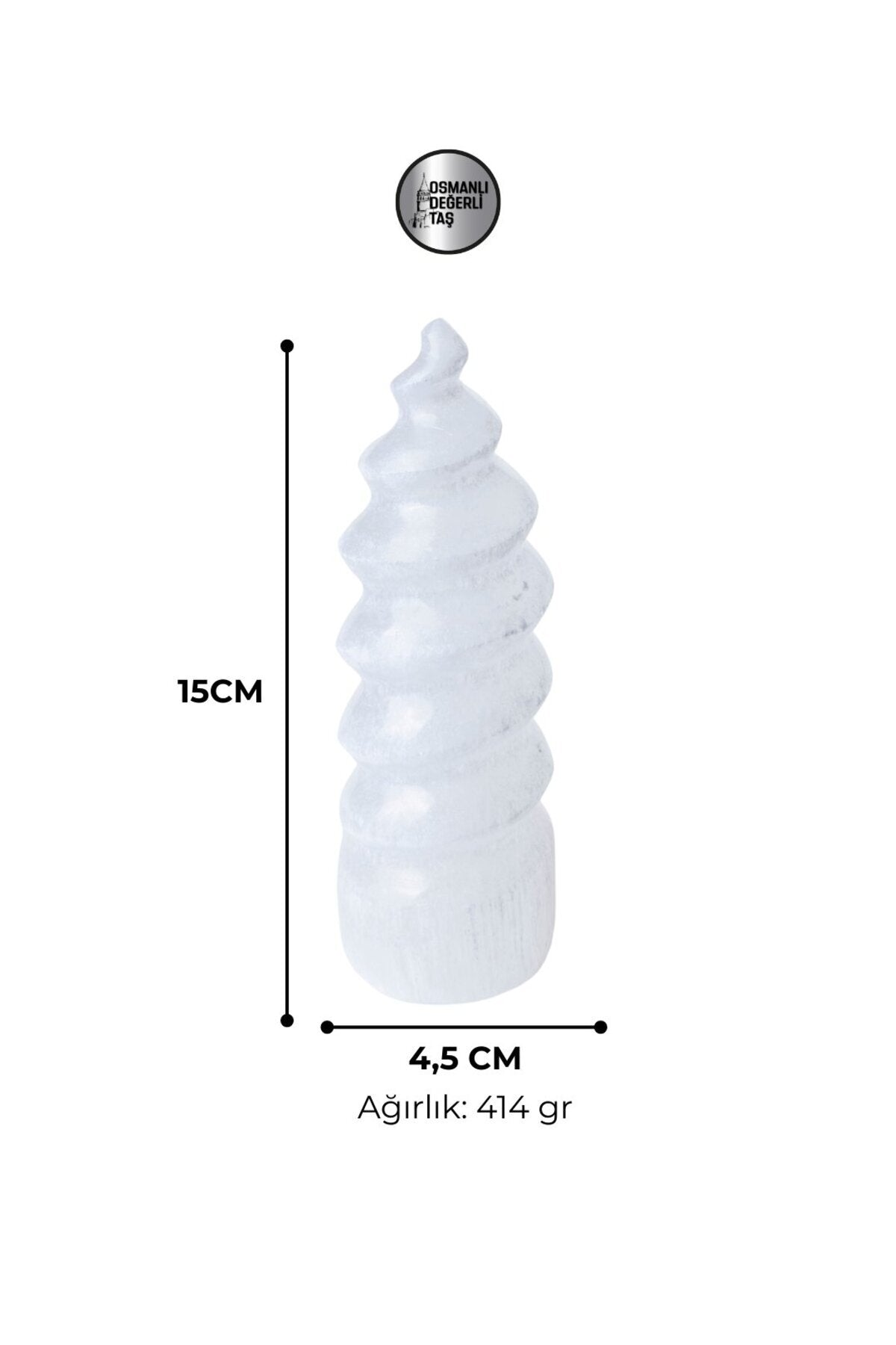 SERTİFİKALI Selenit Spiral Doğal Taş Obje ODT076