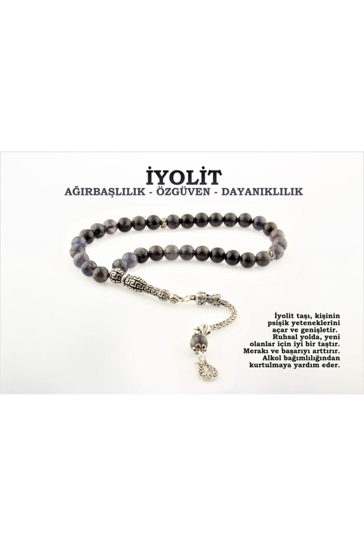 Sertifikalı Iyolit Doğal Taş Tesbih (GÜMÜŞ İMAME GÜMÜŞ PÜSKÜL)