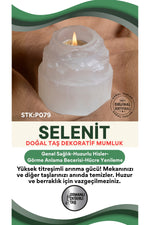 Sertifikalı Selenit Doğal Taş Dekorafit Mumluk P079