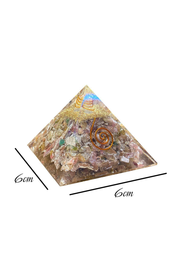 Renkli Turmalin Doğal Taş Organit Piramit - 6cm