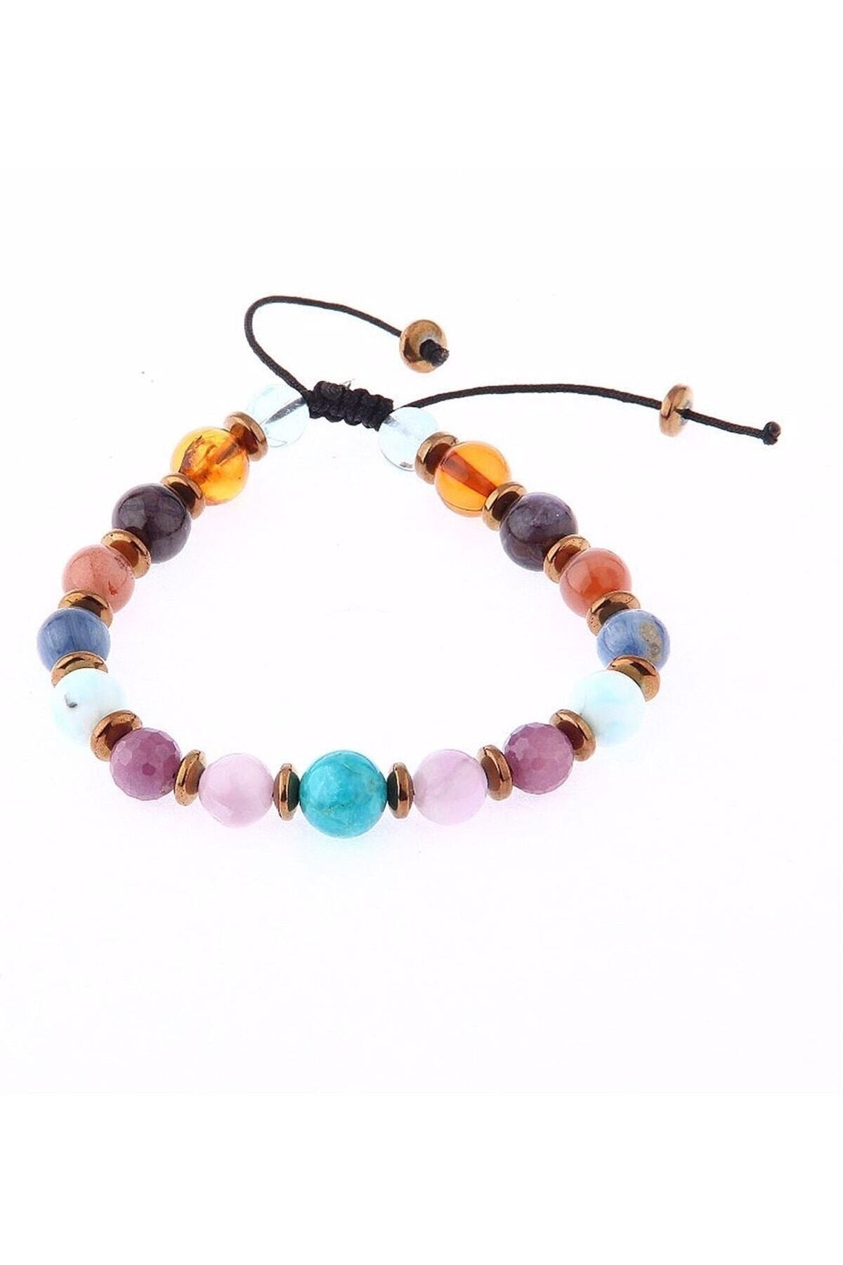 Sertifikalı Doğal Taş Bileklik - Kehribar,larimar,hakiki Turkuaz,mavi Topaz,tanzanit,yakut,kunzit