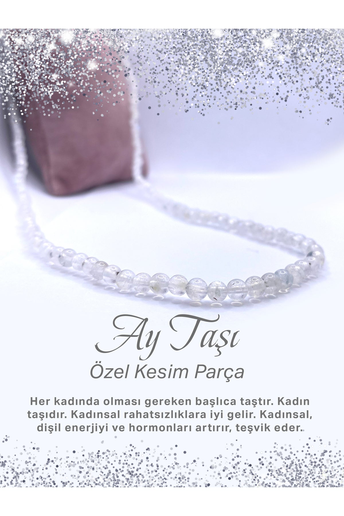 Ay Taşı Özel Kesim Doğal Taş Kolye