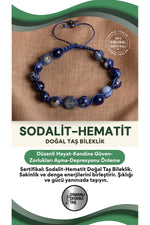 SERTİFİKALI sodalit - hematit doğal taş Bileklik