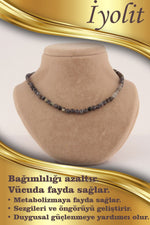 Sertifikalı Iyolit Doğal Taş Kolye 4 Mm, M416