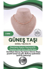 Sertifikalı Güneş Taşı Doğal Taş Kolye 3 Mm - M403